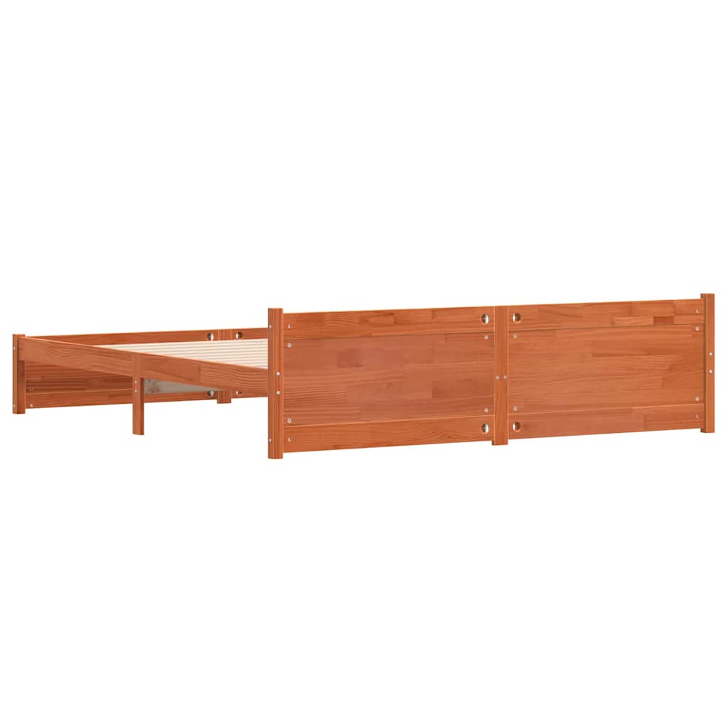 Bed Frame with Headboard Wax brown 180 x 200 cm Solid pine wood