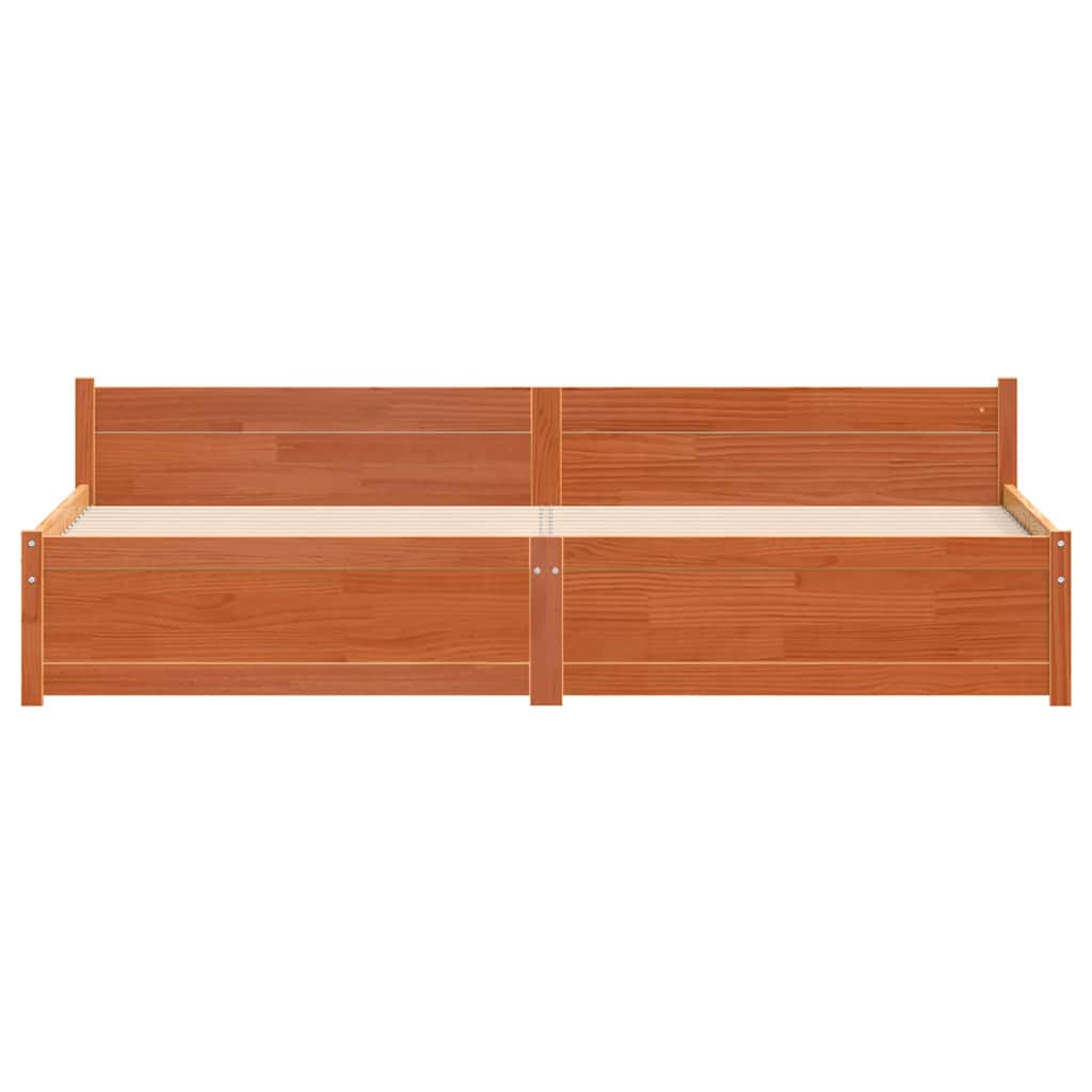 Bed Frame with Headboard Wax brown 180 x 200 cm Solid pine wood