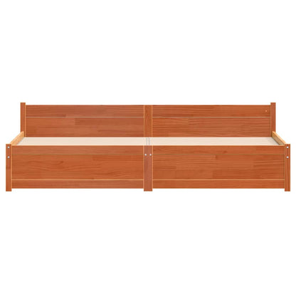 Bed Frame with Headboard Wax brown 180 x 200 cm Solid pine wood