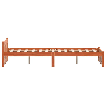 Bed Frame with Headboard Wax brown 180 x 200 cm Solid pine wood