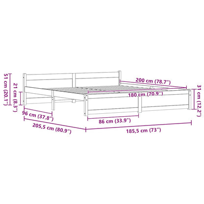 Bed Frame with Headboard Wax brown 180 x 200 cm Solid pine wood