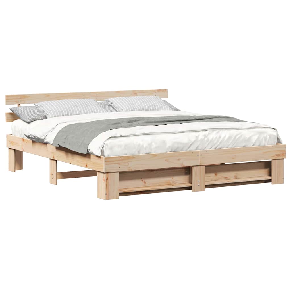 Bed Frame with Headboard Brown 180 x 200 cm Solid pine wood