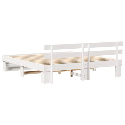 Bed Frame with Headboard White 180 x 200 cm Solid pine wood