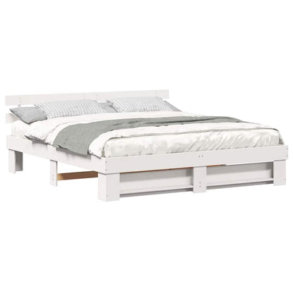 Bed Frame with Headboard White 180 x 200 cm Solid pine wood