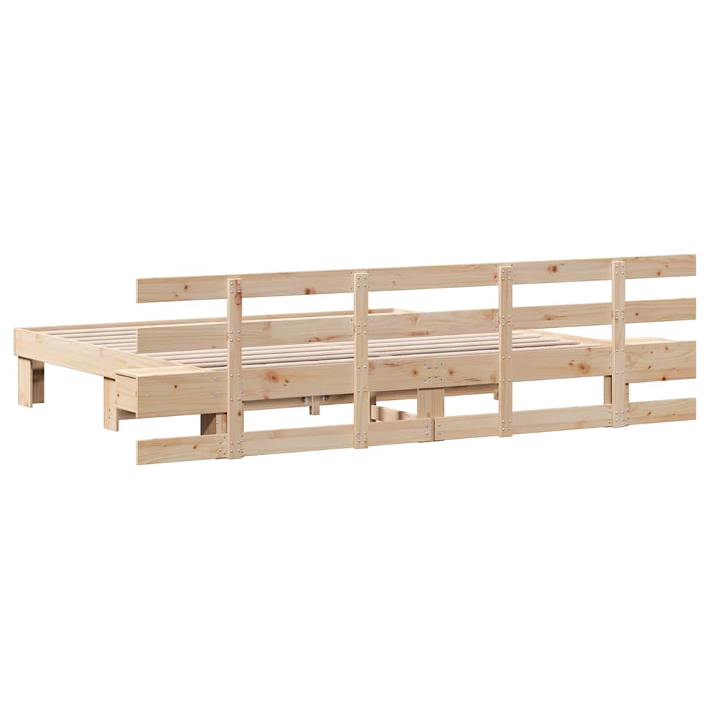 Bed Frame with Drawer Brown 200 x 200 cm Solid pine wood