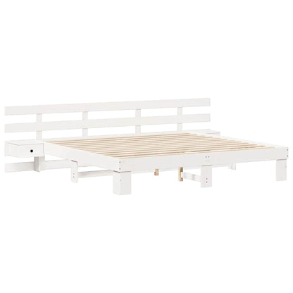 Bed Frame with Drawer White 200 x 200 cm Wood