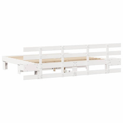 Bed Frame with Drawer White 200 x 200 cm Wood