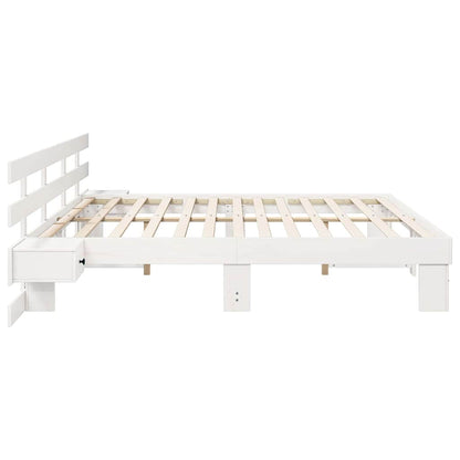 Bed Frame with Drawer White 200 x 200 cm Wood