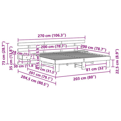 Bed Frame with Drawer White 200 x 200 cm Wood