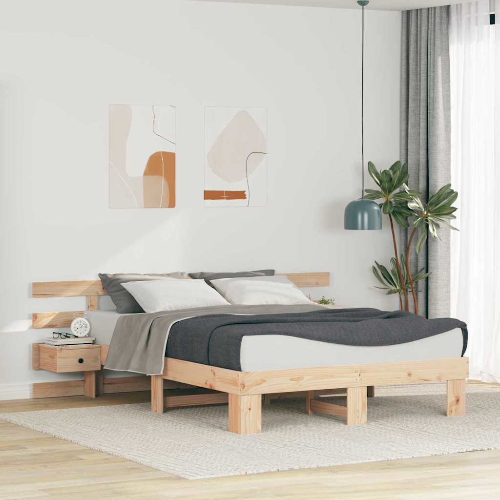 Bed Frame with Drawer Brown 160 x 200 cm Solid pine wood
