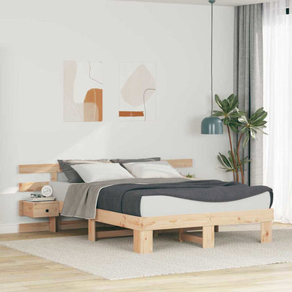 Bed Frame with Drawer Brown 160 x 200 cm Solid pine wood
