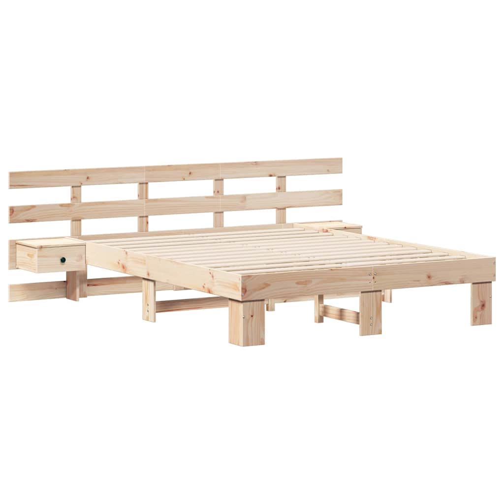 Bed Frame with Drawer Brown 160 x 200 cm Solid pine wood