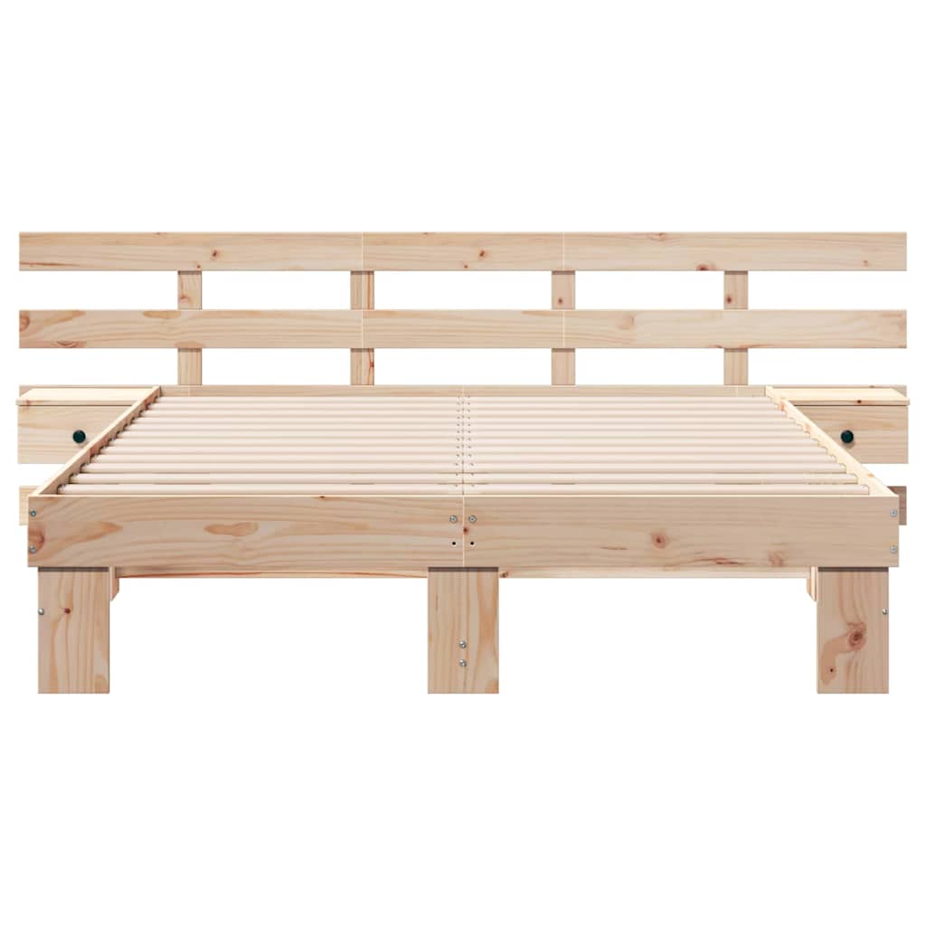 Bed Frame with Drawer Brown 160 x 200 cm Solid pine wood