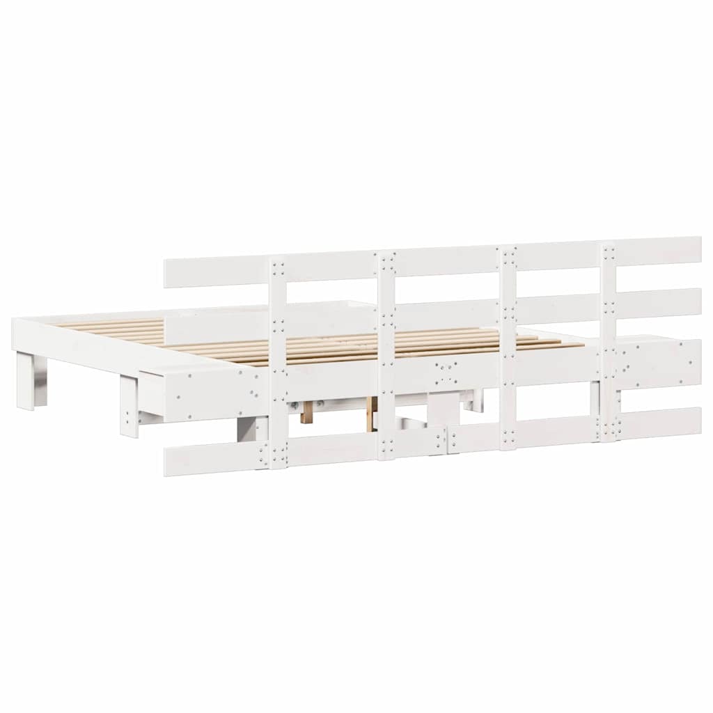 Bed Frame with Drawer White 160 x 200 cm