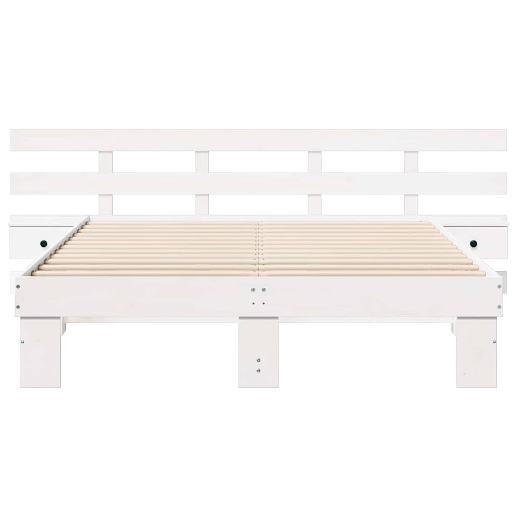 Bed Frame with Drawer White 160 x 200 cm