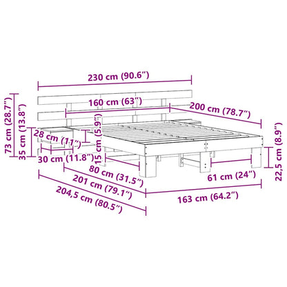 Bed Frame with Drawer Brown 160 x 200 cm