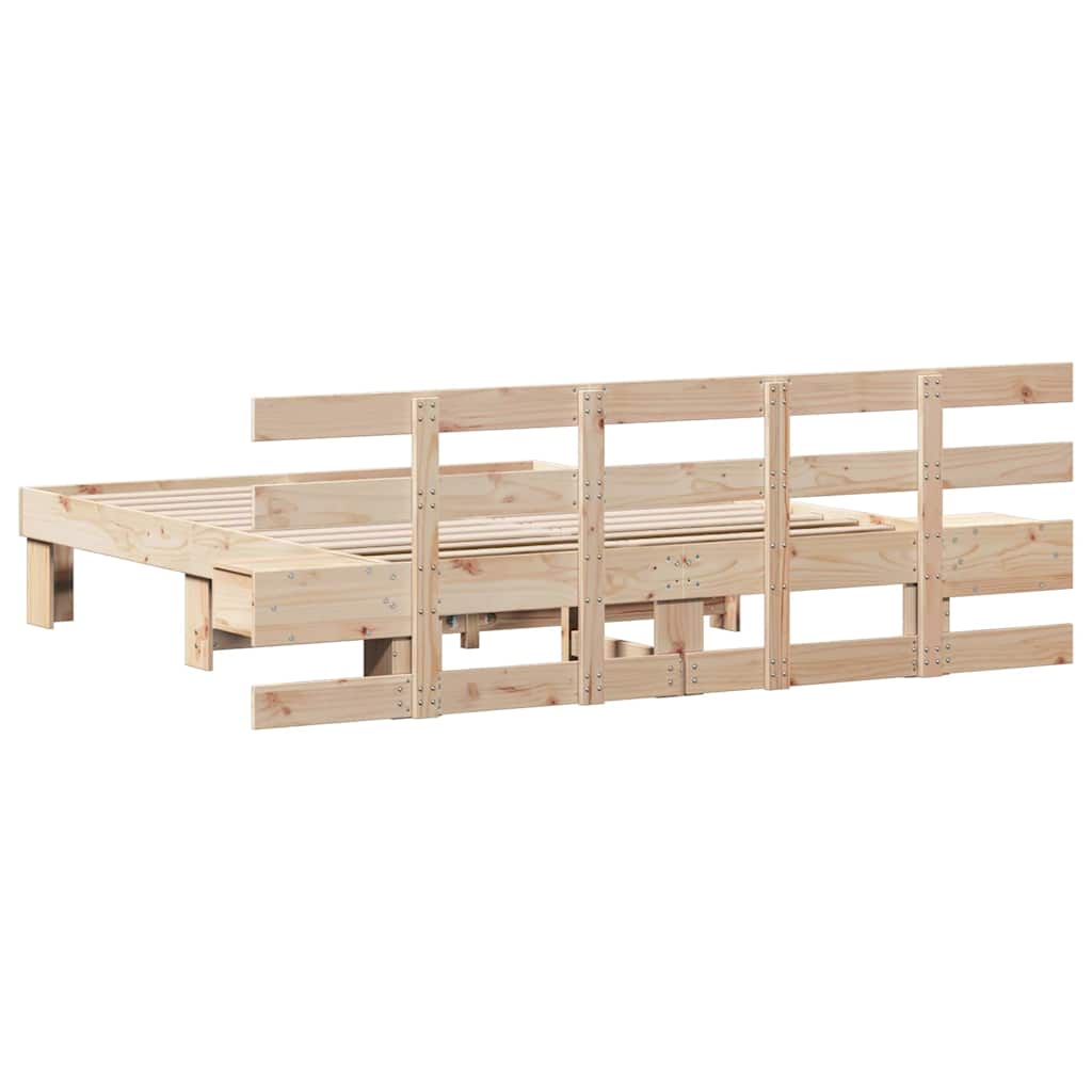 Bed Frame with Drawer Brown 150 x 200 cm Solid pine wood