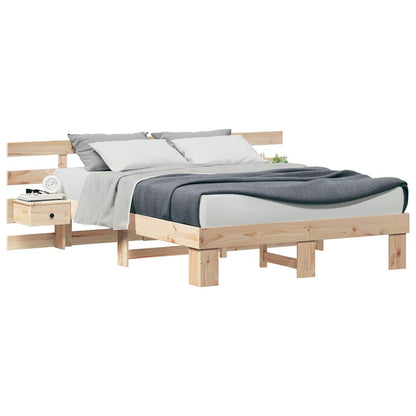 Bed Frame with Drawer Brown 150 x 200 cm Solid pine wood