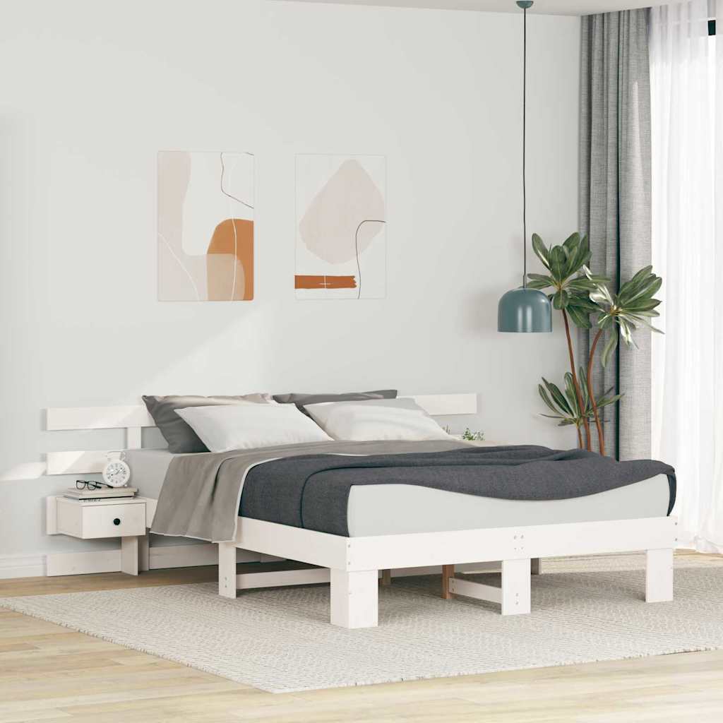 Bed Frame with Drawer White 150 x 200 cm Wood