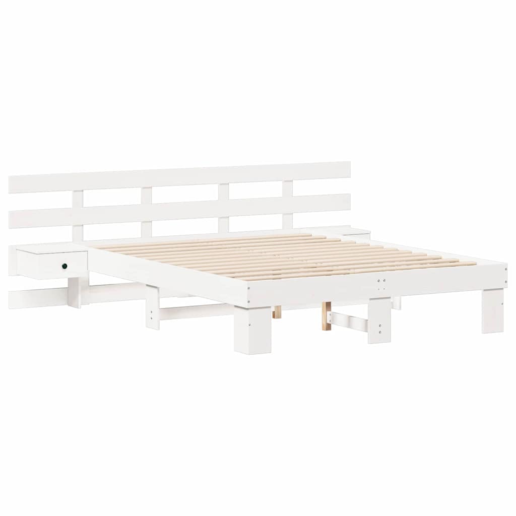 Bed Frame with Drawer White 150 x 200 cm Wood
