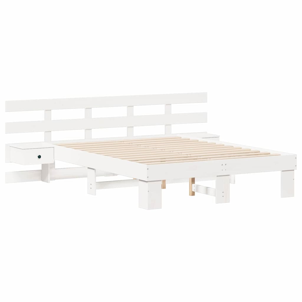 Bed Frame with Drawer White 135 x 190 cm