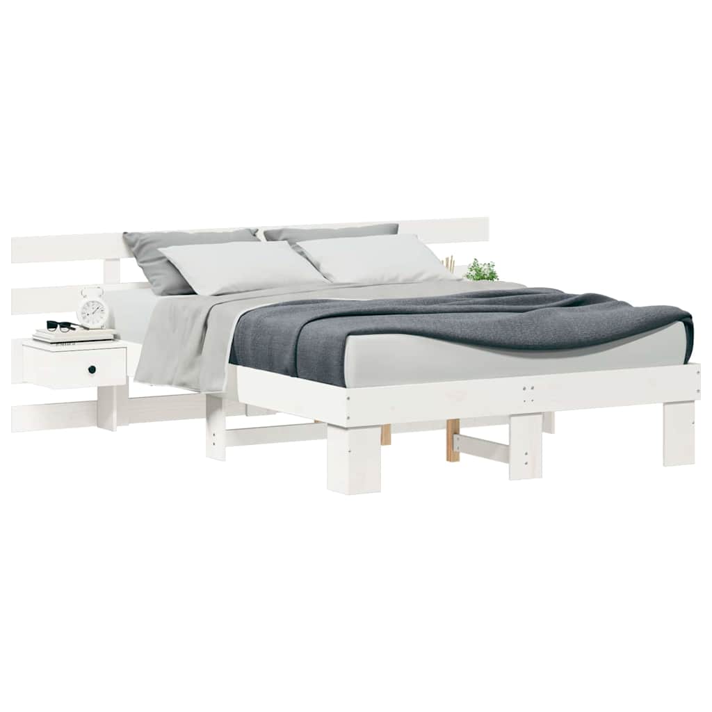 Bed Frame with Drawer White 120 x 190 cm Solid wood