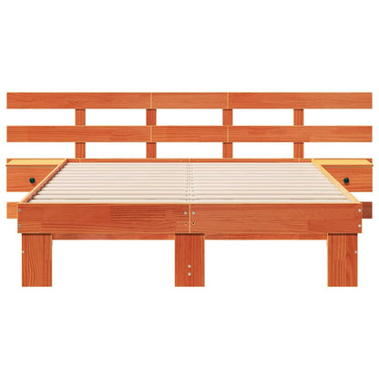 Bed Frame with Drawer Brown 120 x 190 cm Solid pine wood