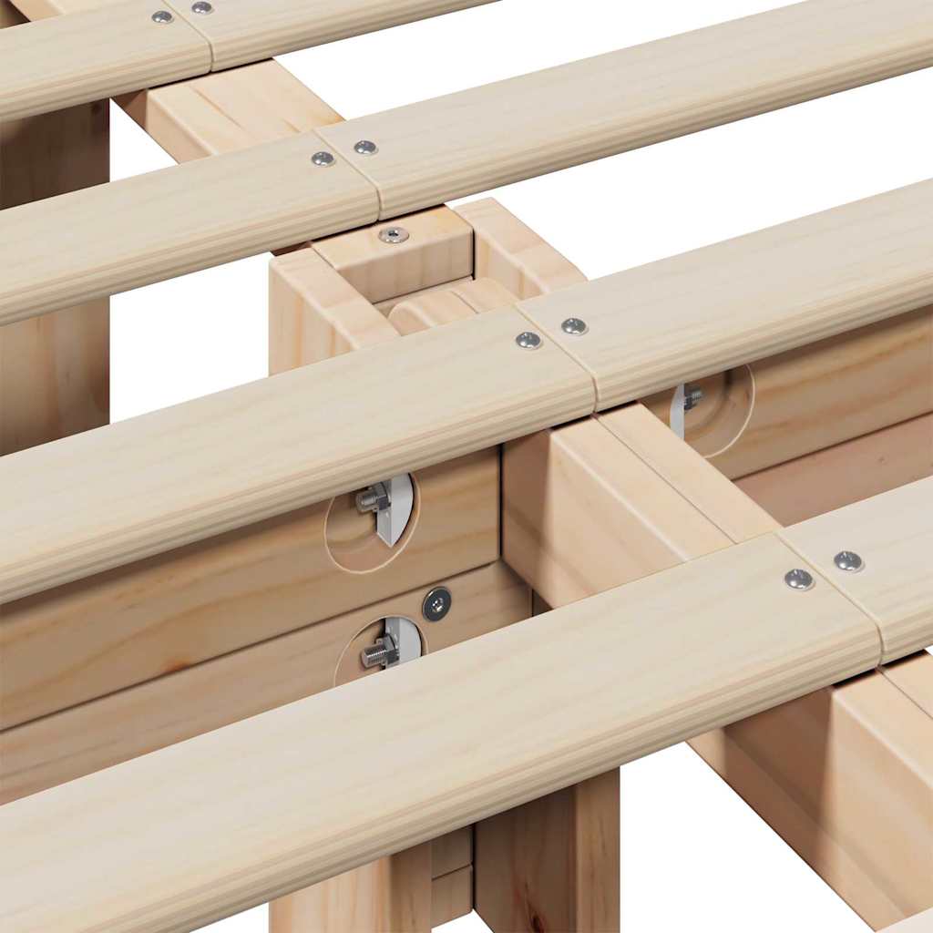 Bed Frame White 200 x 200 cm Solid Pine Wood