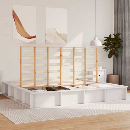 Bed Frame White 200 x 200 cm Solid Pine Wood