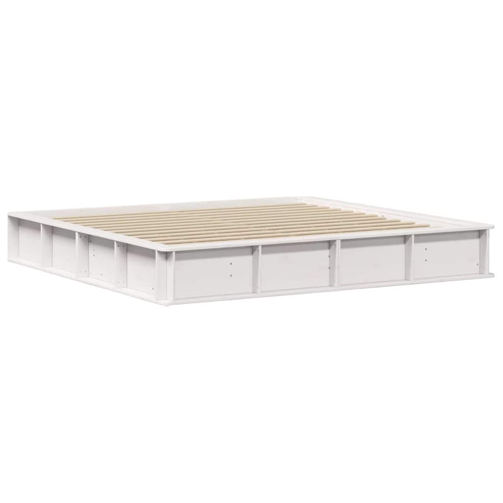 Bed Frame White 200 x 200 cm Solid Pine Wood