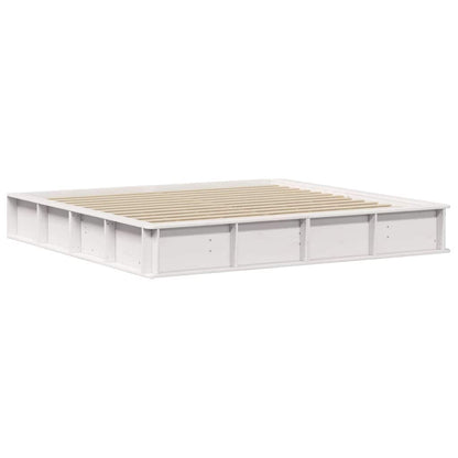 Bed Frame White 200 x 200 cm Solid Pine Wood