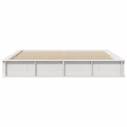 Bed Frame White 200 x 200 cm Solid Pine Wood