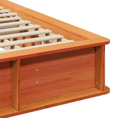 Bed Frame Wax Brown 200 x 200 cm Solid Pine Wood