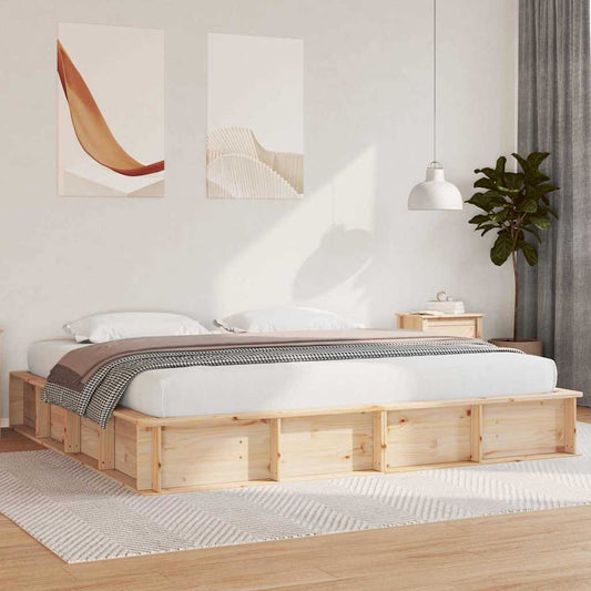 Bed Frame Brown 180 x 200 cm Solid Pine Wood