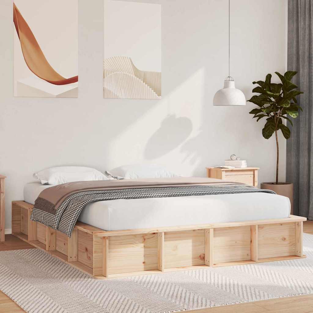 Bed Frame Brown 160 x 200 cm Solid Pine Wood