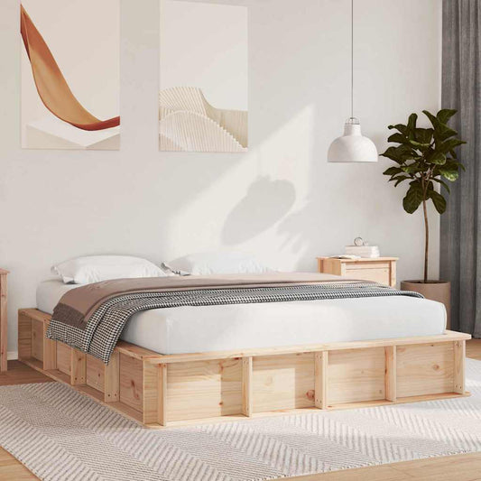 Bed Frame Brown 160 x 200 cm Solid Pine Wood