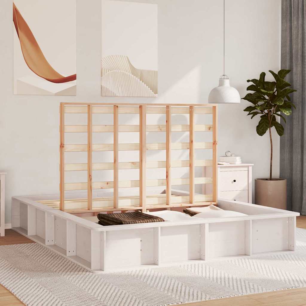Bed Frame White 160 x 200 cm Solid Pine Wood