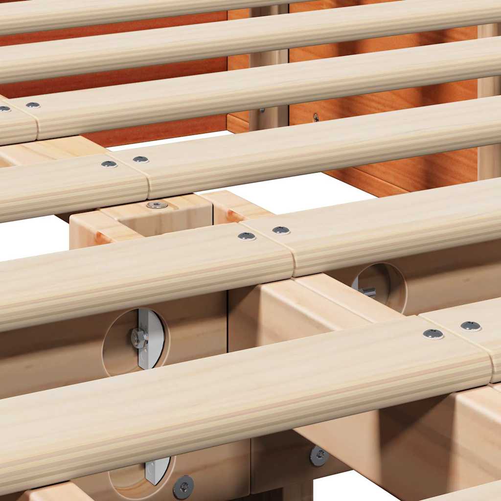 Bed Frame Wax Brown 160 x 200 cm Solid Pine Wood
