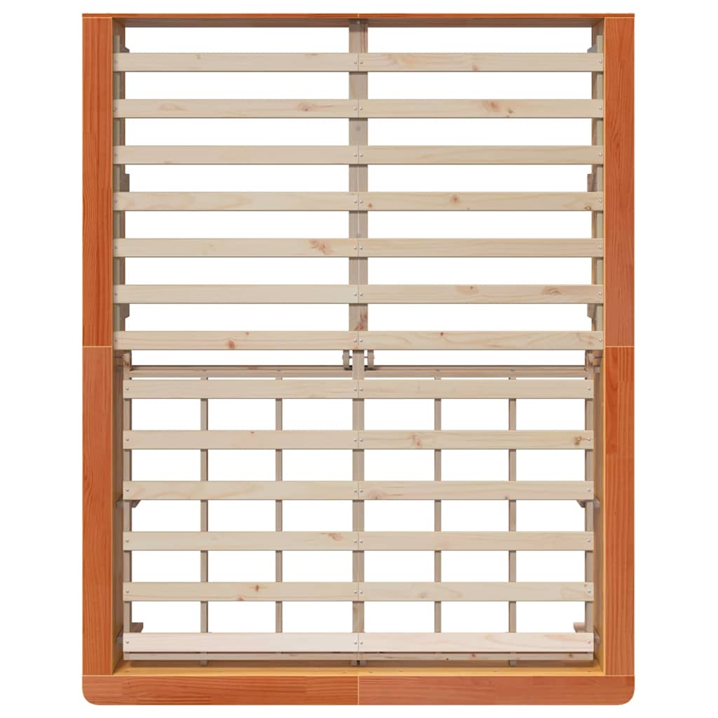 Bed Frame Wax Brown 160 x 200 cm Solid Pine Wood