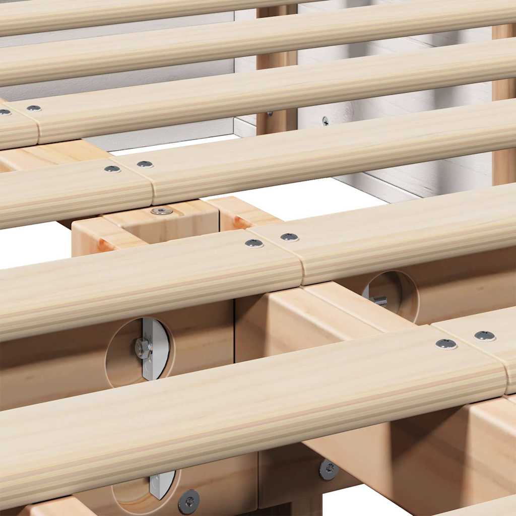 Bed Frame White 150 x 200 cm Solid Pine Wood