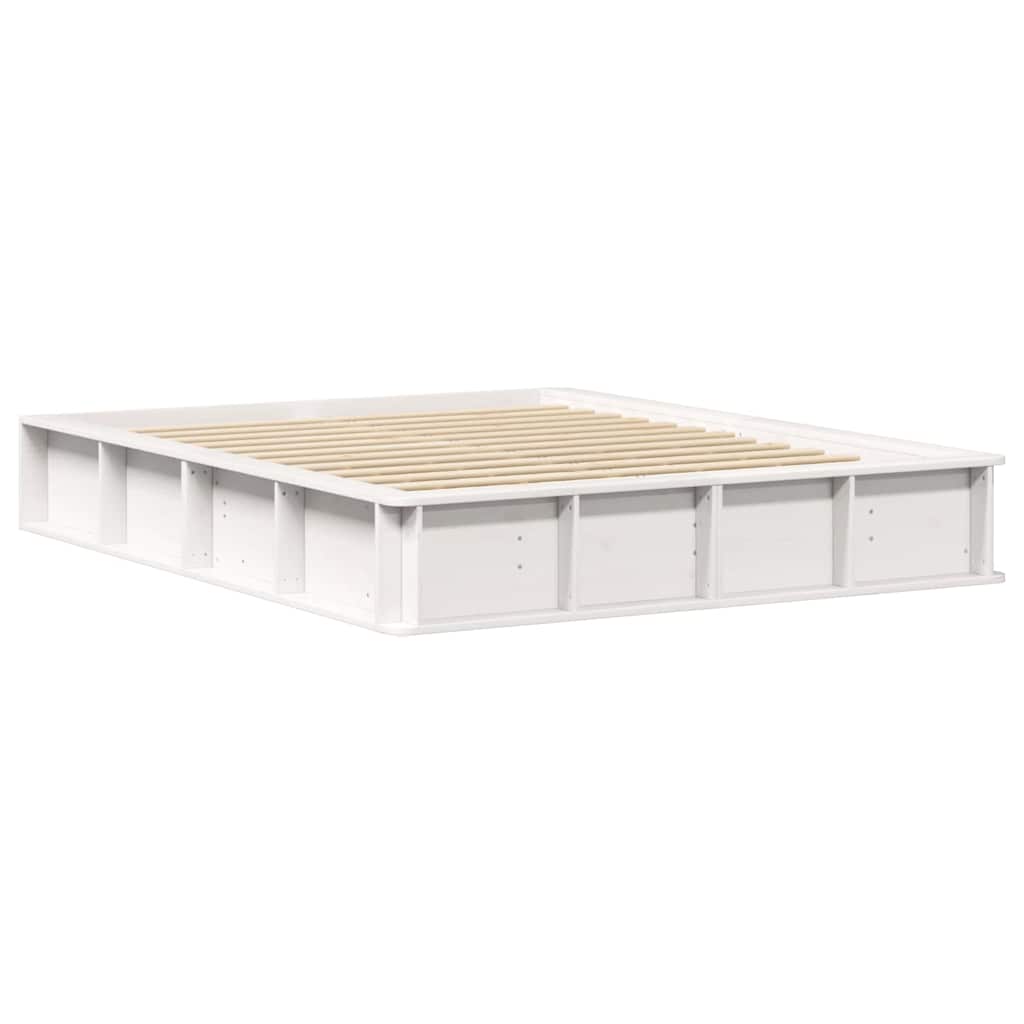 Bed Frame White 150 x 200 cm Solid Pine Wood