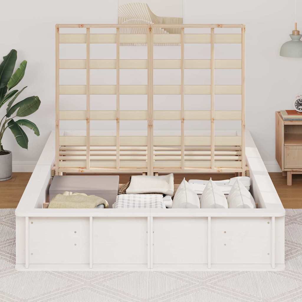 Bed Frame White 140 x 200 cm Solid Pine Wood