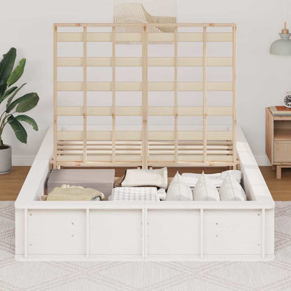 Bed Frame White 140 x 200 cm Solid Pine Wood