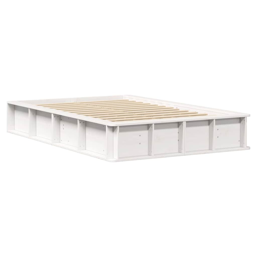 Bed Frame White 140 x 200 cm Solid Pine Wood