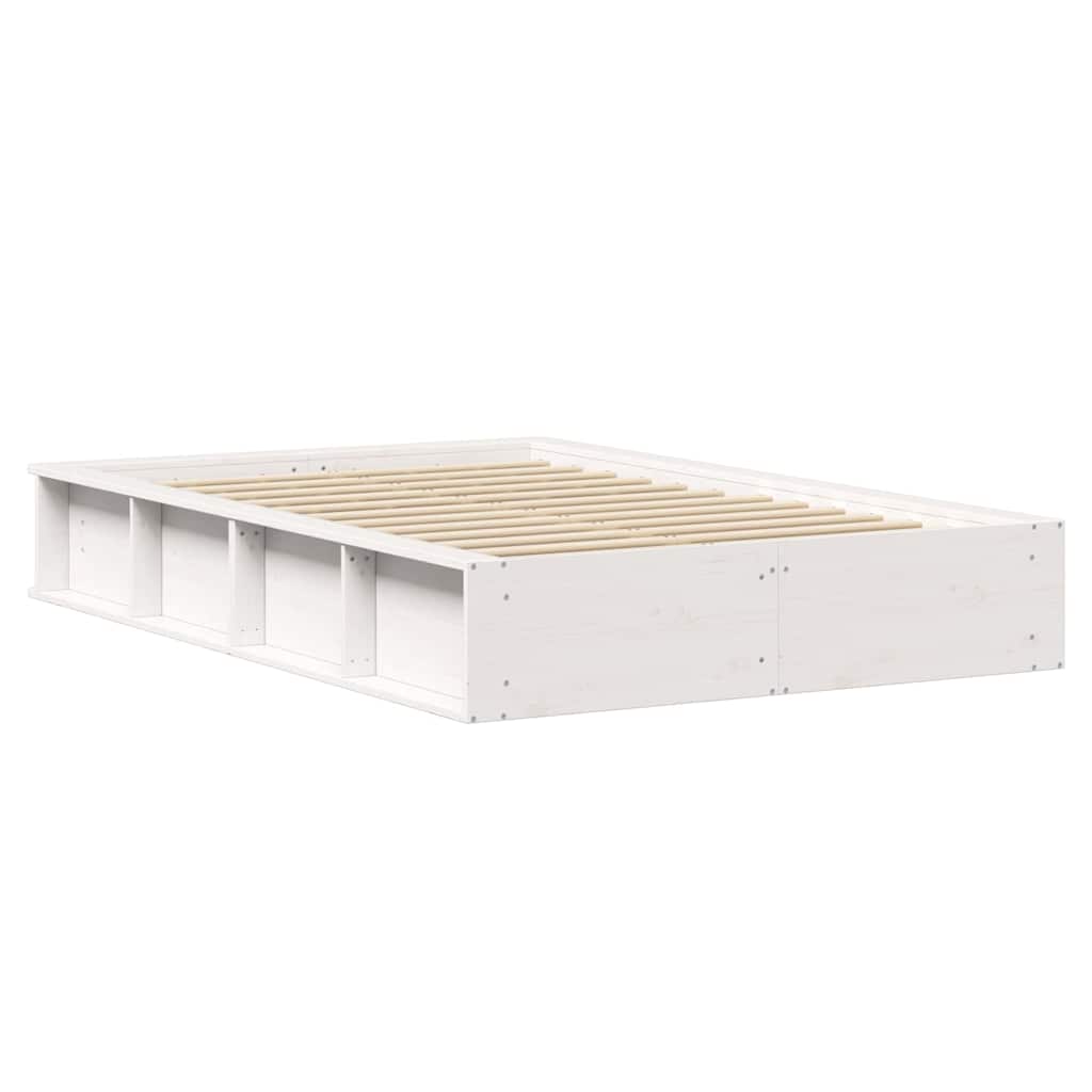 Bed Frame White 140 x 200 cm Solid Pine Wood