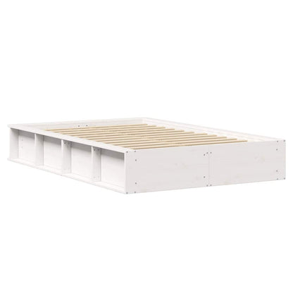 Bed Frame White 140 x 200 cm Solid Pine Wood