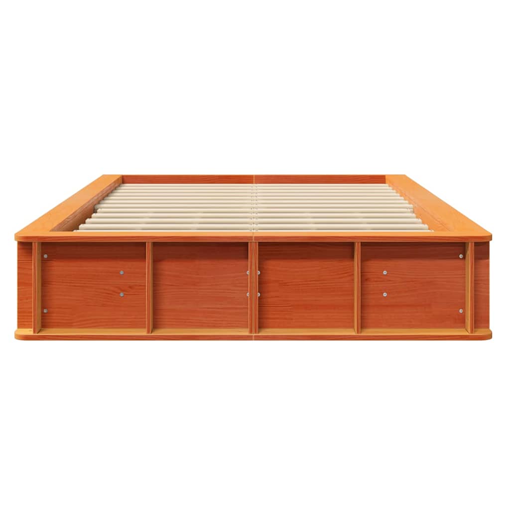 Bed Frame Wax Brown 140 x 200 cm Solid Pine Wood