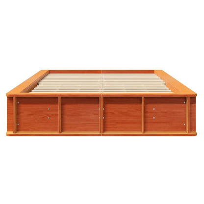 Bed Frame Wax Brown 140 x 200 cm Solid Pine Wood
