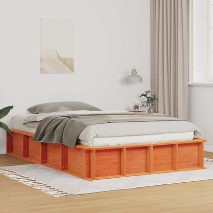 Bed Frame Wax Brown 120 x 200 cm Solid Pine Wood