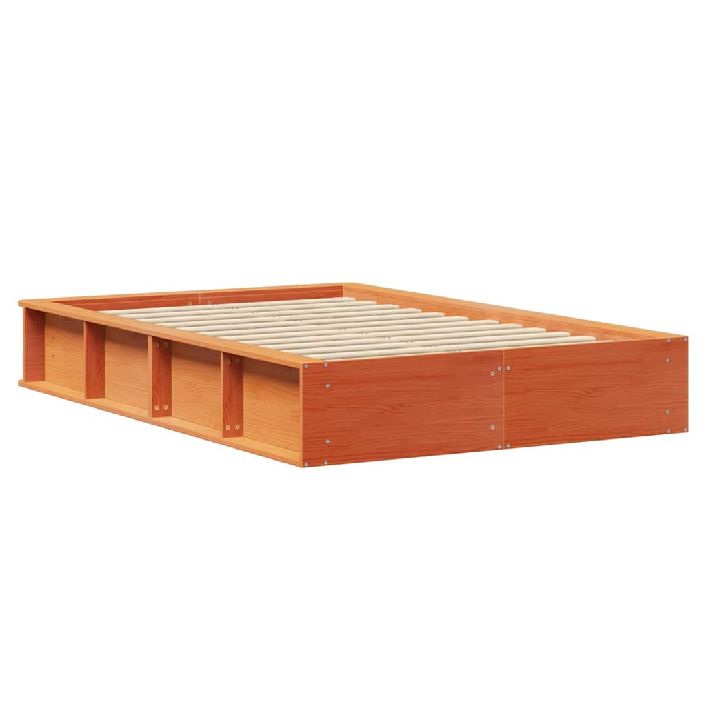 Bed Frame Wax Brown 120 x 200 cm Solid Pine Wood